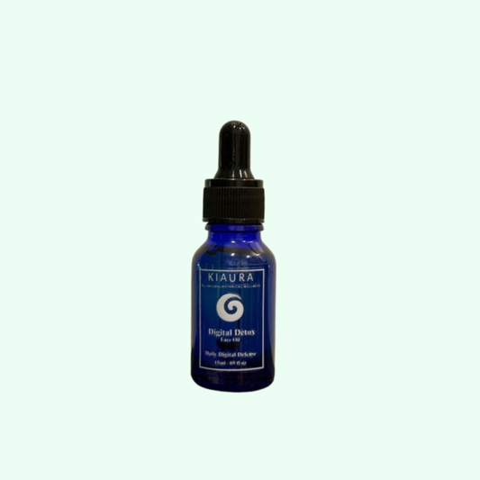 Blue bottle with black cap on a light gray background